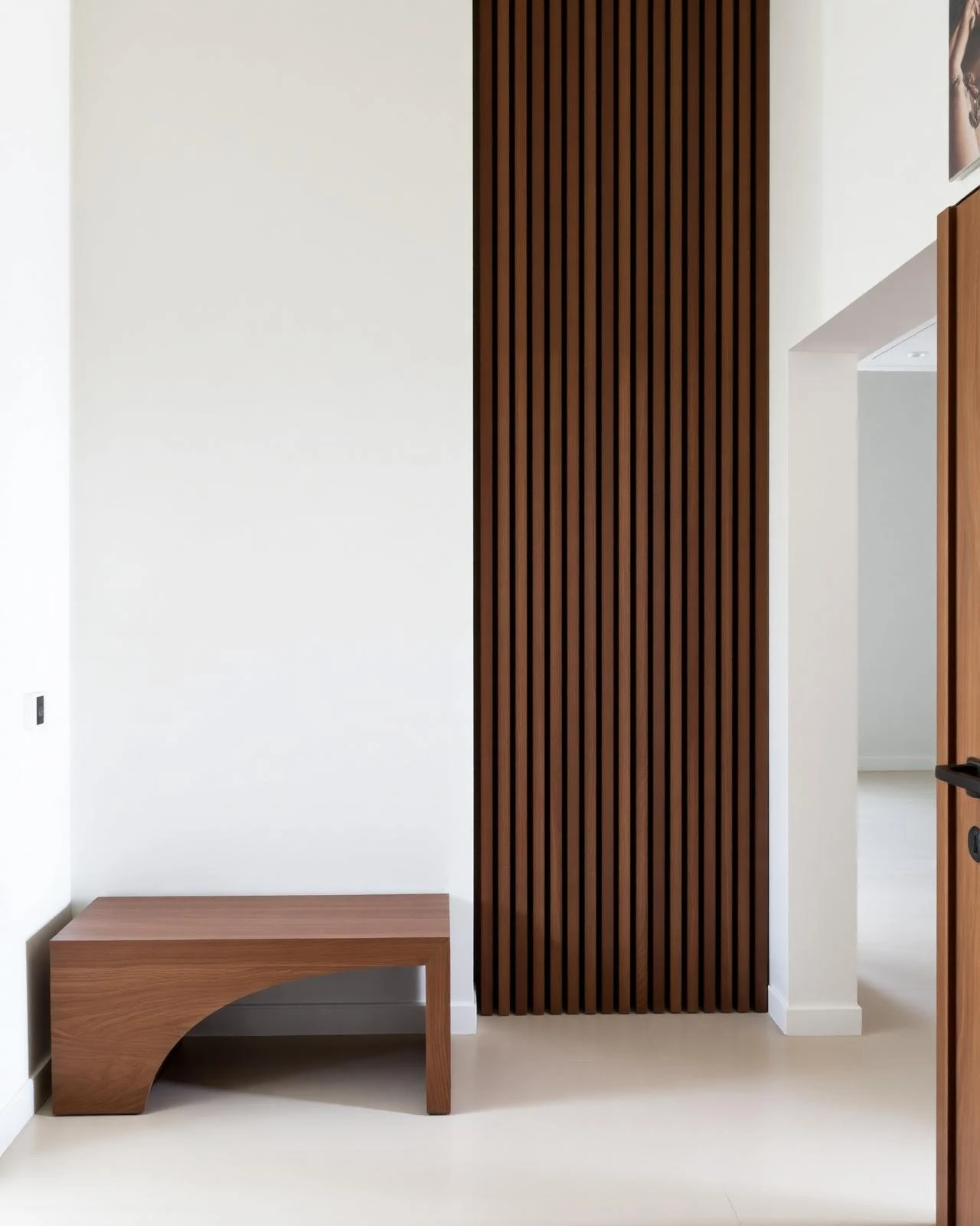Vertical walnut entryway