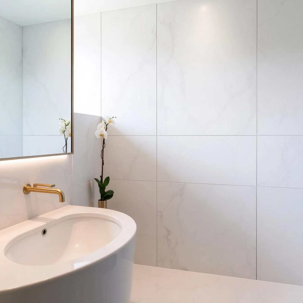 Marble-clad bathroom